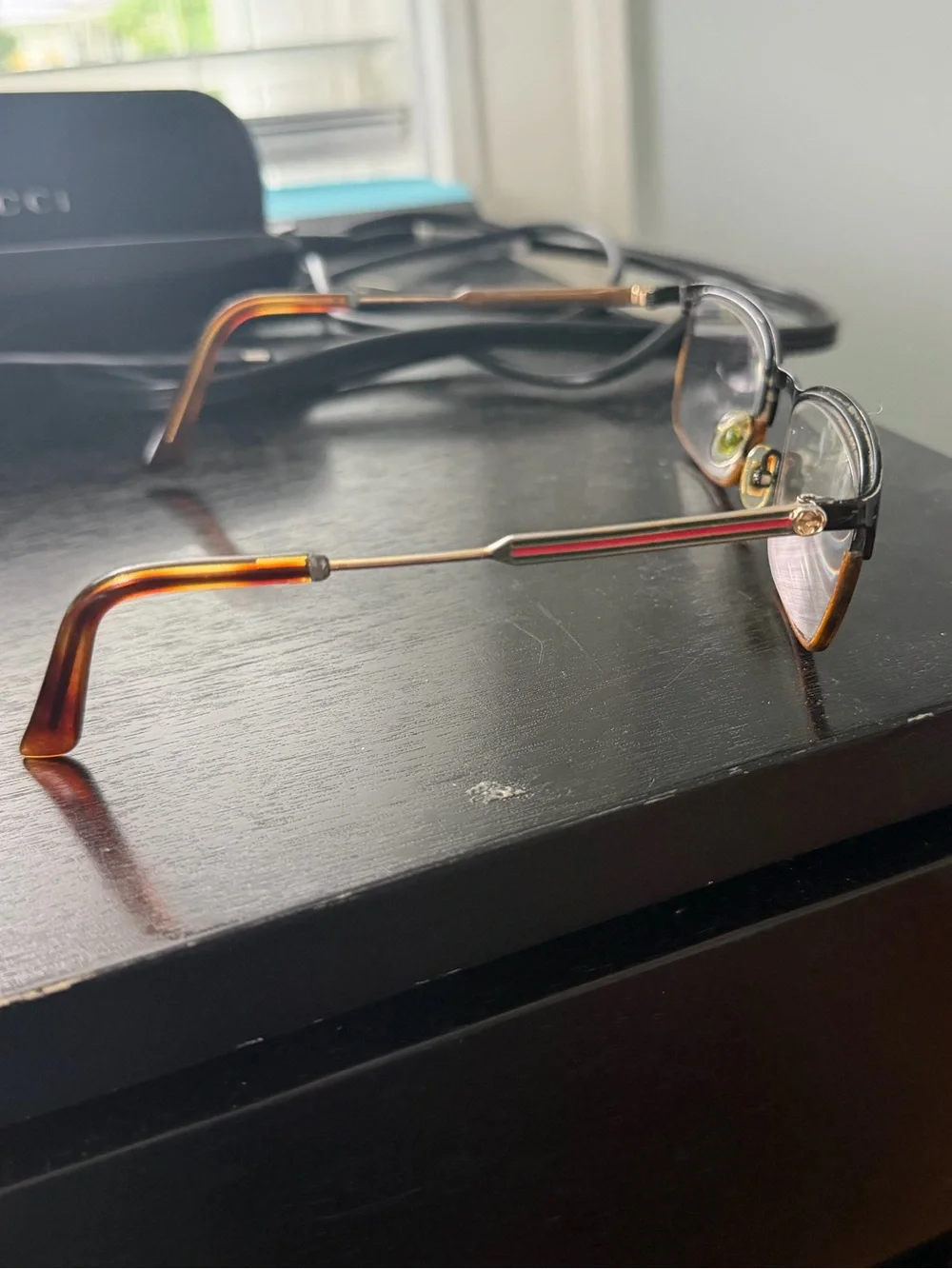 Gucci Men’s Rectangular Glasses in Black and Brown